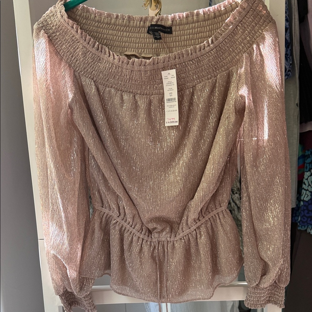 White House Black Market Shimmering Pink Blouse NWT